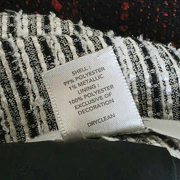 Loft Black White Metallic Stripe Tweed Skirt 10 - Picture 6 of 7